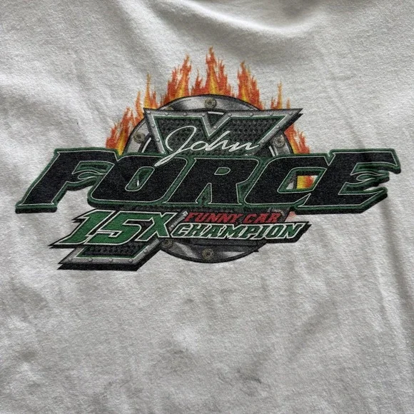 Vintage John Force 15X Funny Car Champion Shirt Mens 2XL White NHRA Graphic T - Picture 3 of 8